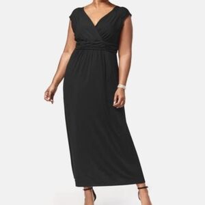 NY COLLECTION Women,s Ruched Sleeveless V Neck Maxi Party Empire Waist Dress.